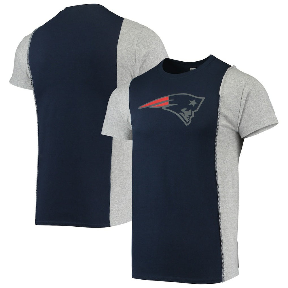 New England Patriots Refried Apparel Sustainable Split T-Shirt - Navy/Heathered Gray outlet