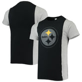Pittsburgh Steelers Refried Apparel Sustainable Split T-Shirt - Black/Heathered Gray discount