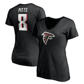 Kyle Pitts Atlanta Falcons Women's Player Icon Name & Number V-Neck T-Shirt - Black discount