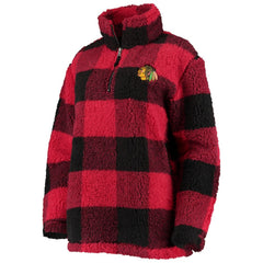 Chicago Blackhawks G-III 4Her by Carl Banks Women's Plaid Sherpa Quarter-Zip Jacket - Red/Black Jackets