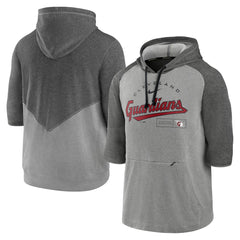 Cleveland Guardians Team Modern Arch 3/4 Sleeve Pullover Hoodie Heathered Charcoal/Heathered Gray