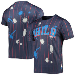 Philadelphia 76ers FISLL Striped Splatter T-Shirt - Navy discount