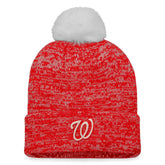 Washington Nationals Women's Iconic Cuffed Knit Hat with Pom Red/White