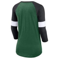 New York Jets Women's Football Pride Raglan 3/4-Sleeve T-Shirt - Heather Green/Heather Black online