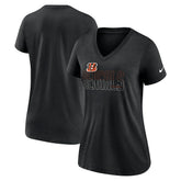 Cincinnati Bengals Women's Lock Up Tri-Blend V-Neck T-Shirt - Heathered Black on sale