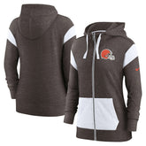 Cleveland Browns Women's Monaco Lightweight Full-Zip Hoodie - Brown/White sale