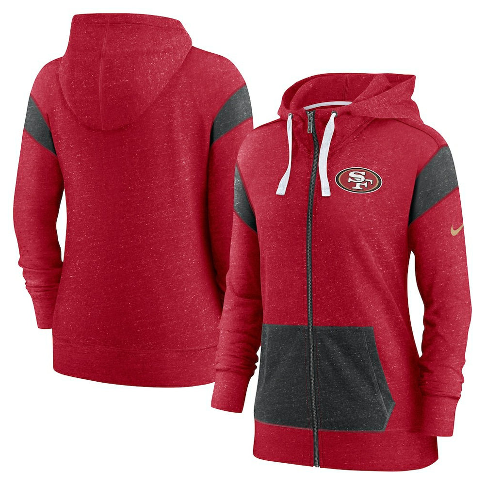 San Francisco 49ers Women's Monaco Lightweight Full-Zip Hoodie - Scarlet/Heather Black outlet