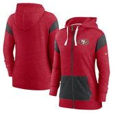 San Francisco 49ers Women's Monaco Lightweight Full-Zip Hoodie - Scarlet/Heather Black outlet