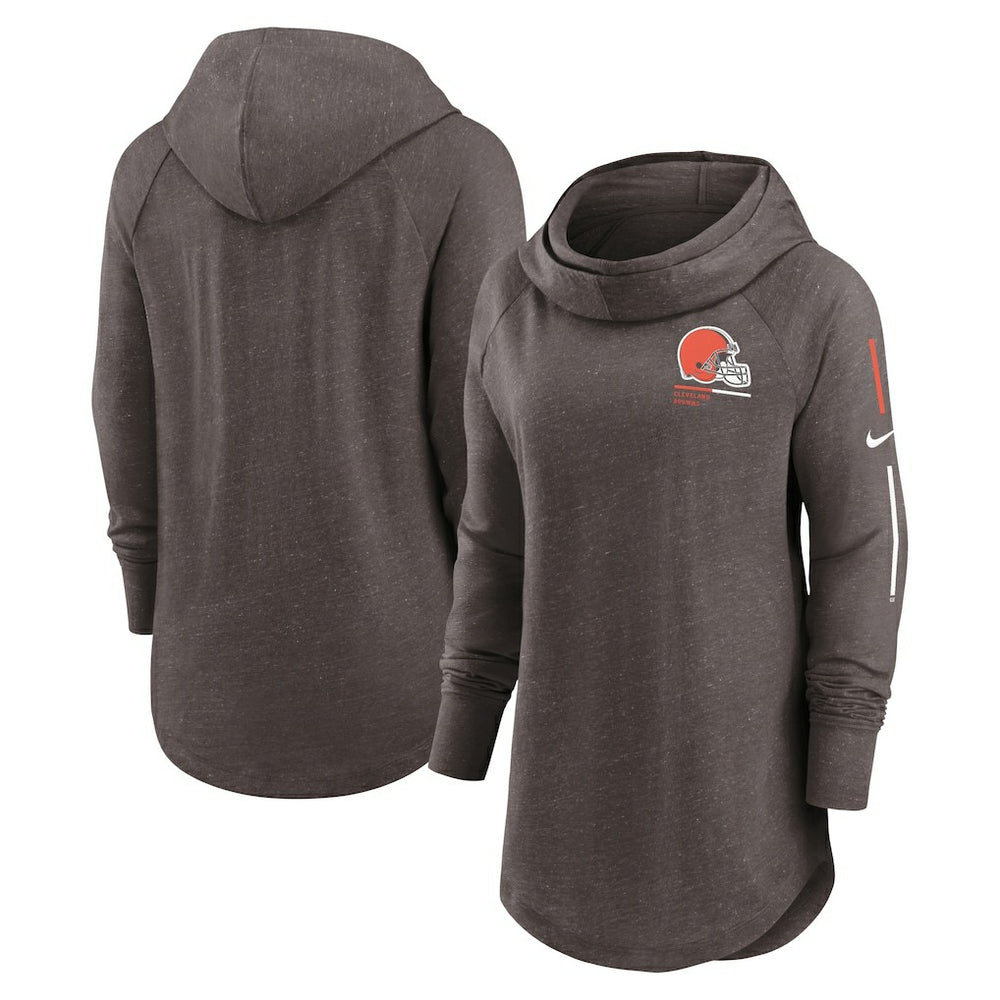 Cleveland Browns Women's Minimal Statement Lightweight Raglan Funnel Neck Pullover Hoodie - Brown online