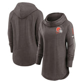 Cleveland Browns Women's Minimal Statement Lightweight Raglan Funnel Neck Pullover Hoodie - Brown online