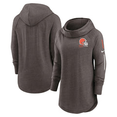Cleveland Browns Women's Minimal Statement Lightweight Raglan Funnel Neck Pullover Hoodie - Brown online
