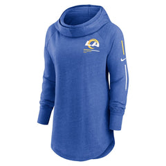 Los Angeles Rams Women's Minimal Statement Lightweight Raglan Funnel Neck Pullover Hoodie - Royal sale