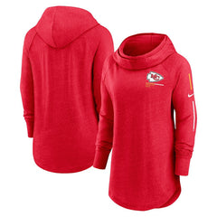 Kansas City Chiefs Women's Minimal Statement Lightweight Raglan Funnel Neck Pullover Hoodie - Red for sale