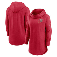 San Francisco 49ers Women's Minimal Statement Lightweight Raglan Funnel Neck Pullover Hoodie - Scarlet sale