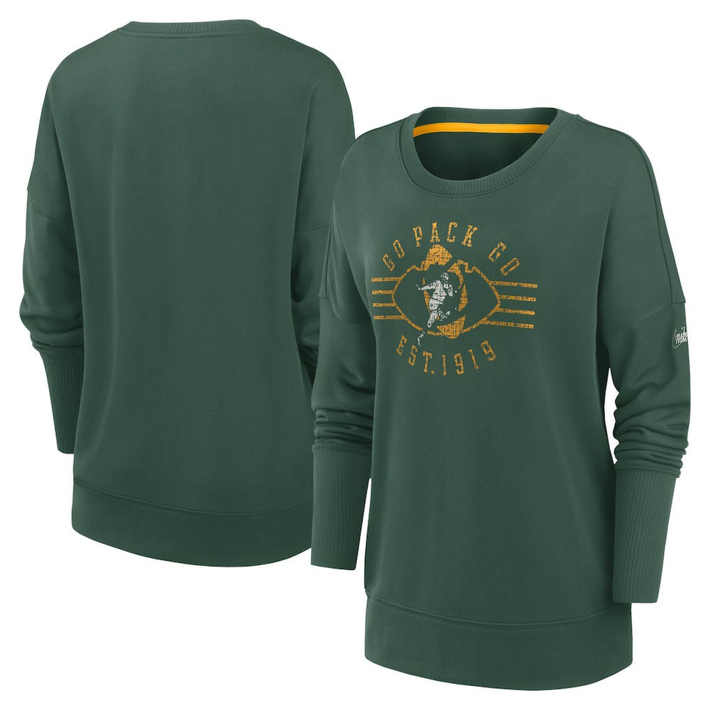 Green Bay Packers Women's Rewind Playback Icon Performance Pullover Sweatshirt - Green outlet