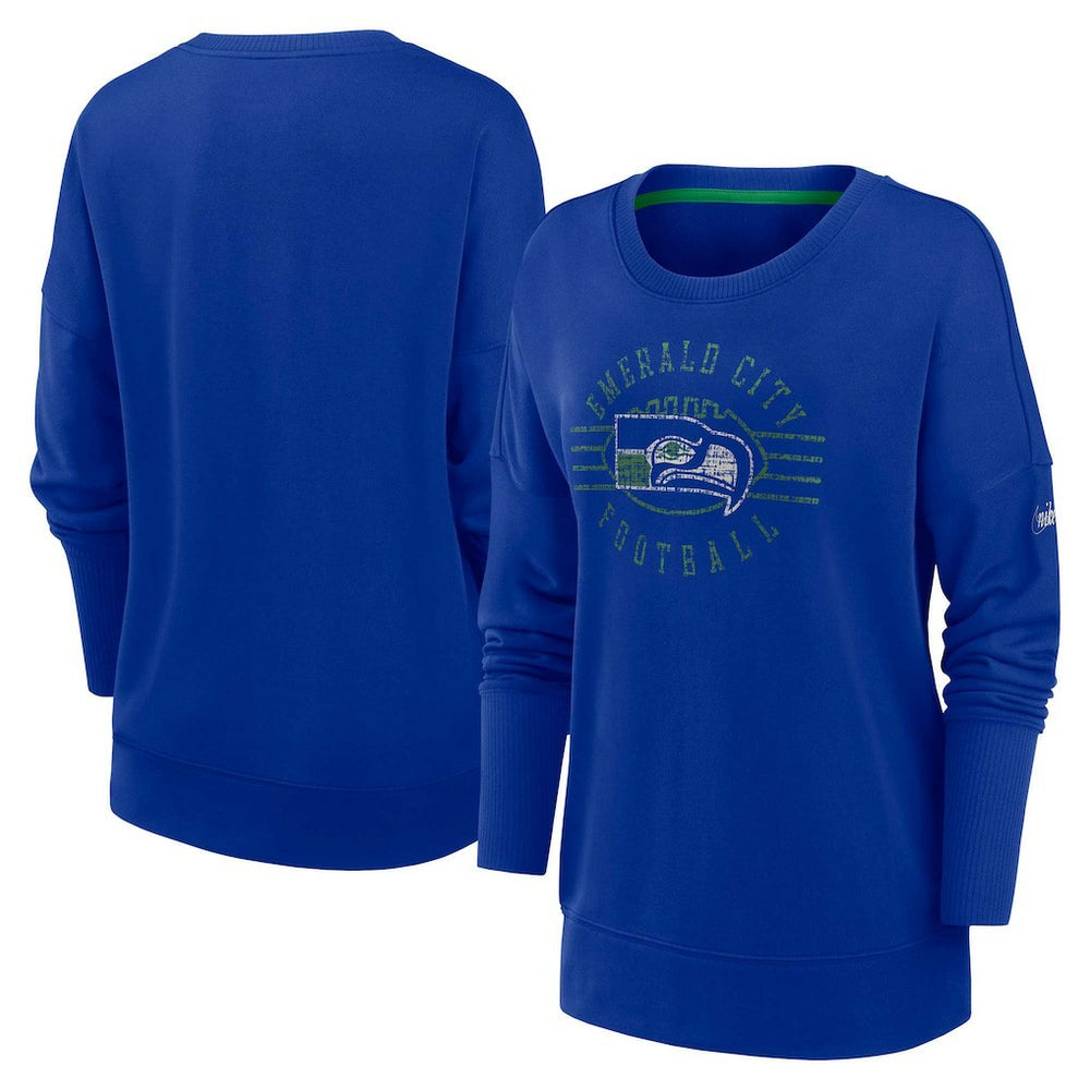 Seattle Seahawks Women's Rewind Playback Icon Performance Pullover Sweatshirt - Royal outlet
