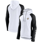 New Orleans Saints Women's End Around Lightweight Raglan Full-Zip Hoodie Jacket - White/Black on sale