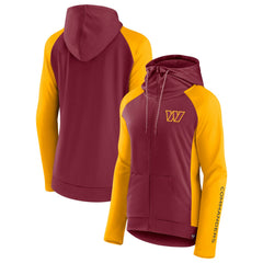 Washington Commanders Women's End Around Lightweight Raglan Full-Zip Hoodie Jacket - Burgundy/Gold on sale
