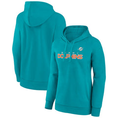 Miami Dolphins Women's Iconic Cotton Fleece Checklist Pullover Hoodie - Aqua on sale