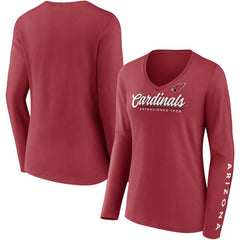 Arizona Cardinals Women's Drive Forward V-Neck Long Sleeve T-Shirt - Cardinal discount