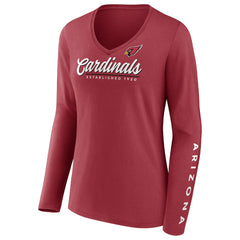 Arizona Cardinals Women's Drive Forward V-Neck Long Sleeve T-Shirt - Cardinal discount