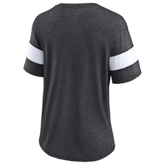 New Orleans Saints Women's Distressed Team Tri-Blend V-Neck T-Shirt - Heathered Charcoal/White outlet