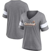 Cleveland Browns Women's Give It All Half-Sleeve Tri-Blend V-Neck T-Shirt - Heather Gray cheap