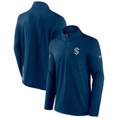 Seattle Kraken Fanatics Authentic Pro Rink Quartet-Zip Jacket - Heather Deep Sea Blue Jackets