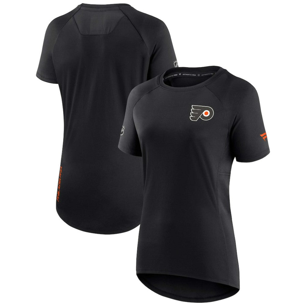 Philadelphia Flyers Fanatics Women's Authentic Pro Rink Raglan Tech T-Shirt - Black T-shirts