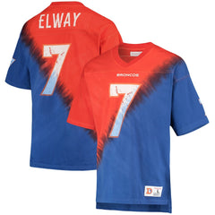 John Elway Denver Broncos Retired Player Name & Number Diagonal Tie-Dye V-Neck T-Shirt - Orange/Royal for sale