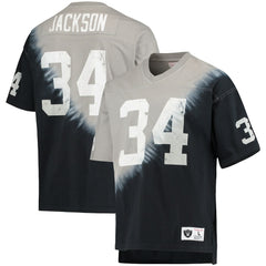 Bo Jackson Las Vegas Raiders Retired Player Name & Number Diagonal Tie-Dye V-Neck T-Shirt - Black/Silver online