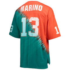 Dan Marino Miami Dolphins Retired Player Name & Number Diagonal Tie-Dye V-Neck T-Shirt - Orange/Aqua discount