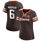 Baker Mayfield Cleveland Browns Women's Athena Name & Number Notch Neck T-Shirt - Brown cheap