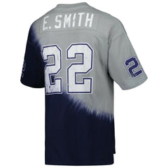 Emmitt Smith Dallas Cowboys Retired Player Name & Number Diagonal Tie-Dye V-Neck T-Shirt - Navy/Gray for sale