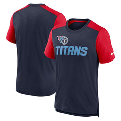 Tennessee Titans Color Block Team Name T-Shirt - Heathered Navy/Heathered Red online
