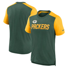 Green Bay Packers Color Block Team Name T-Shirt - Heathered Green/Heathered Gold sale