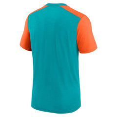 Miami Dolphins Color Block Team Name T-Shirt - Heathered Aqua/Heathered Orange outlet