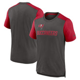 Tampa Bay Buccaneers Color Block Team Name T-Shirt - Heathered Pewter/Heathered Red discount