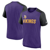 Minnesota Vikings Color Block Team Name T-Shirt - Heathered Purple/Heathered Black cheap