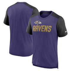 Baltimore Ravens Color Block Team Name T-Shirt - Heathered Purple/Heathered Black for sale