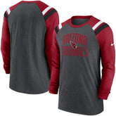 Arizona Cardinals Tri-Blend Raglan Athletic Long Sleeve Fashion T-Shirt - Heathered Charcoal/Cardinal on sale
