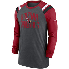 Arizona Cardinals Tri-Blend Raglan Athletic Long Sleeve Fashion T-Shirt - Heathered Charcoal/Cardinal on sale