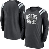 Las Vegas Raiders Tri-Blend Raglan Athletic Long Sleeve Fashion T-Shirt - Heathered Charcoal/Black cheap