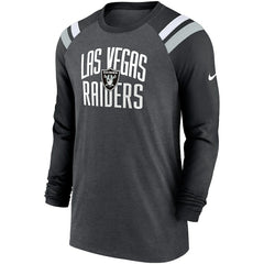 Las Vegas Raiders Tri-Blend Raglan Athletic Long Sleeve Fashion T-Shirt - Heathered Charcoal/Black cheap