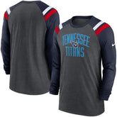 Tennessee Titans Tri-Blend Raglan Athletic Long Sleeve Fashion T-Shirt - Heathered Charcoal/Navy cheap