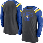 Los Angeles Rams Tri-Blend Raglan Athletic Long Sleeve Fashion T-Shirt - Heathered Charcoal/Royal online
