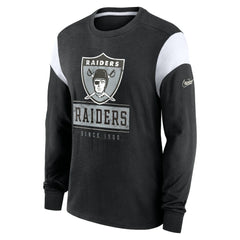 Oakland Raiders Rewind Playback Helmet Long Sleeve T-Shirt - Heather Black cheap