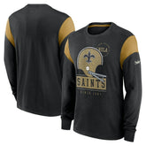 New Orleans Saints Rewind Playback Helmet Long Sleeve T-Shirt - Heather Black sale