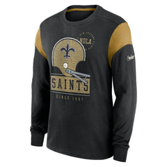 New Orleans Saints Rewind Playback Helmet Long Sleeve T-Shirt - Heather Black sale
