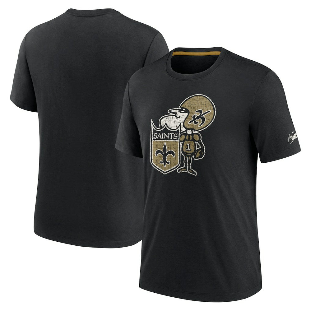 New Orleans Saints Rewind Playback Logo Tri-Blend T-Shirt - Black on sale